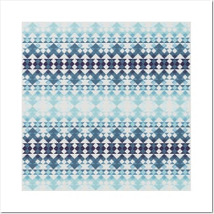 Ombre Blue Geometrical Pattern Posters and Art